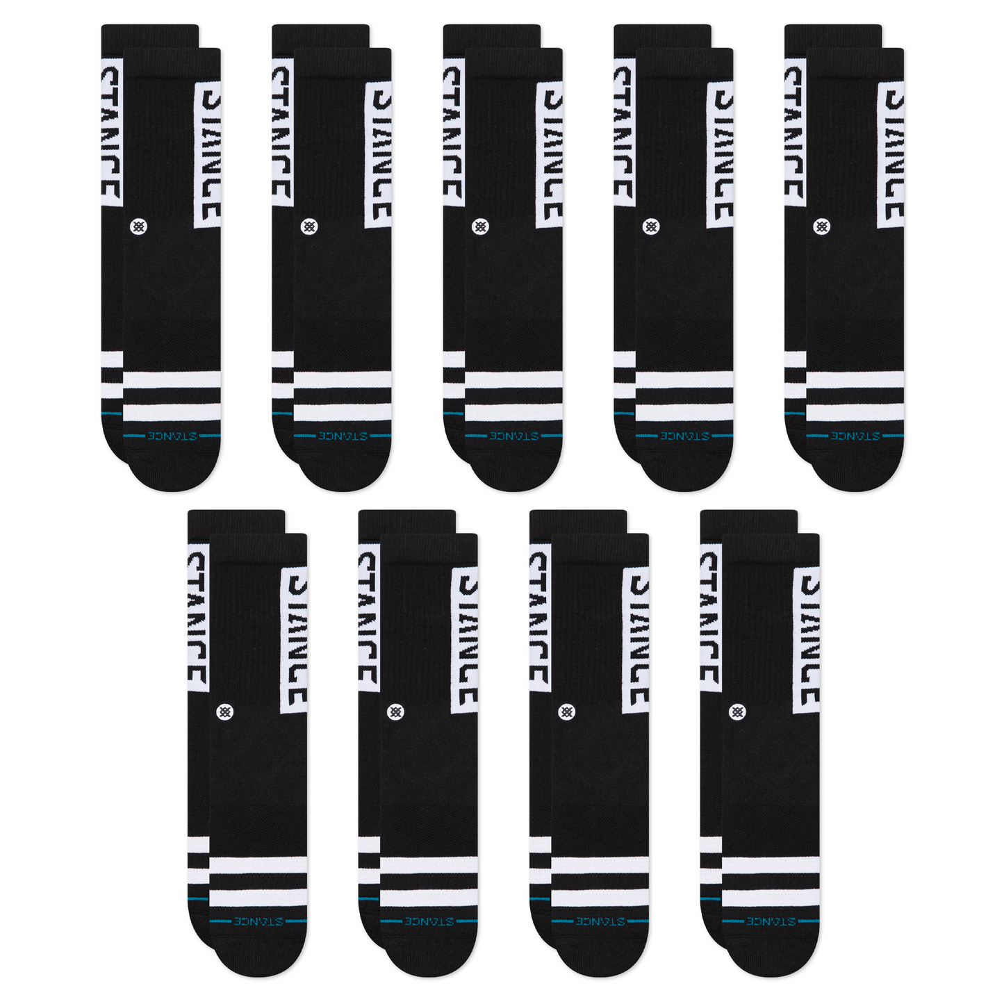 Stance OG Crew Socken 9er Pack Schwarz