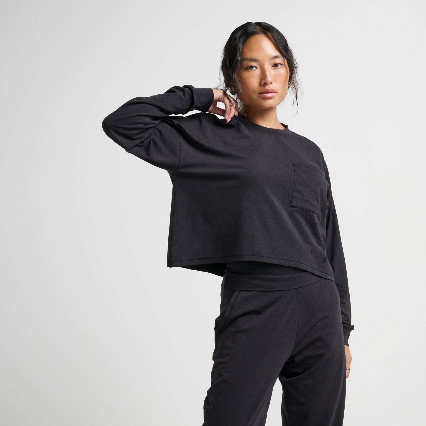 Stance Lay Low Kastiges Long Sleeve T-Shirt Fur Damen Schwarz |model