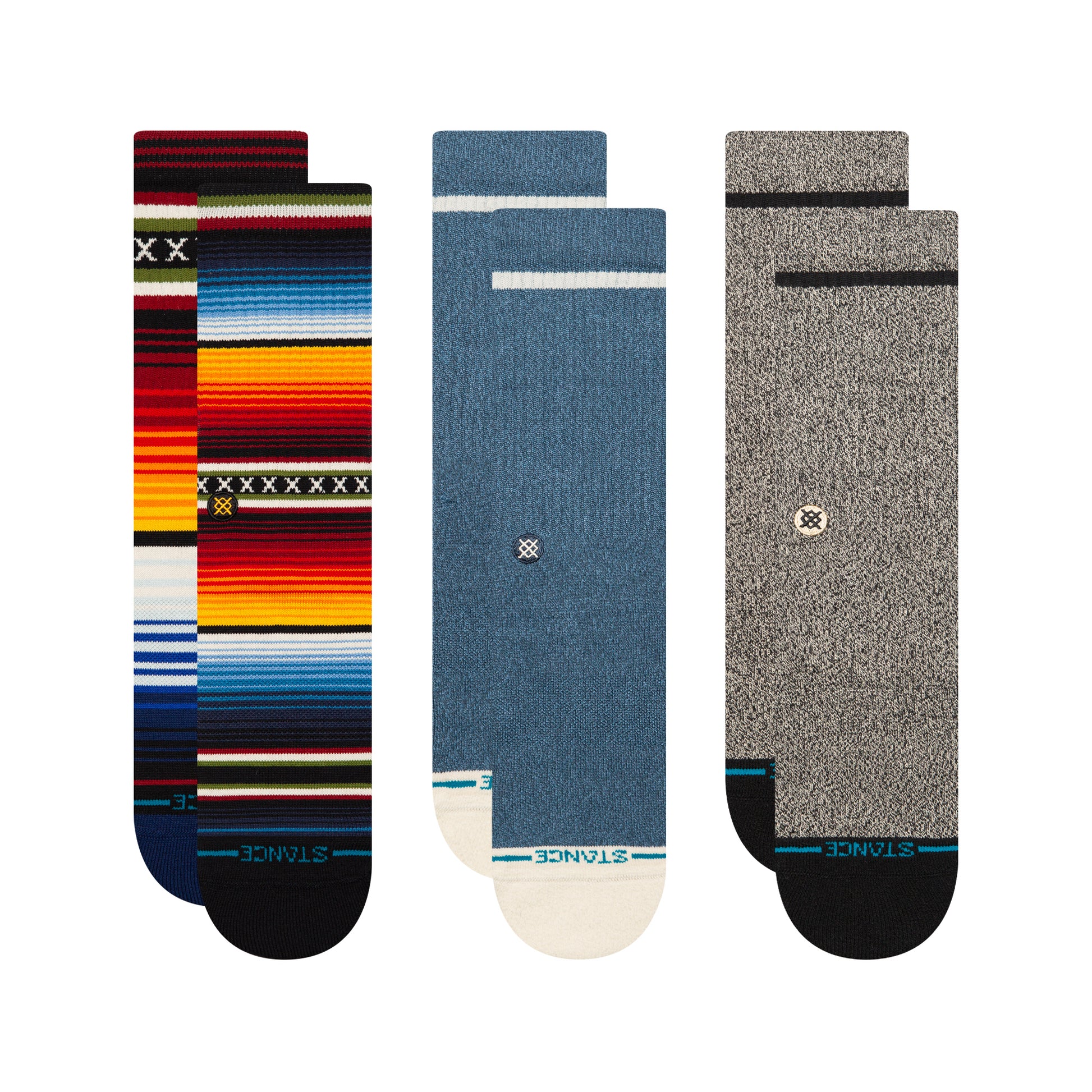 Stance Lifestyle Crew Socken 3er Pack Grau / Rot / Blau