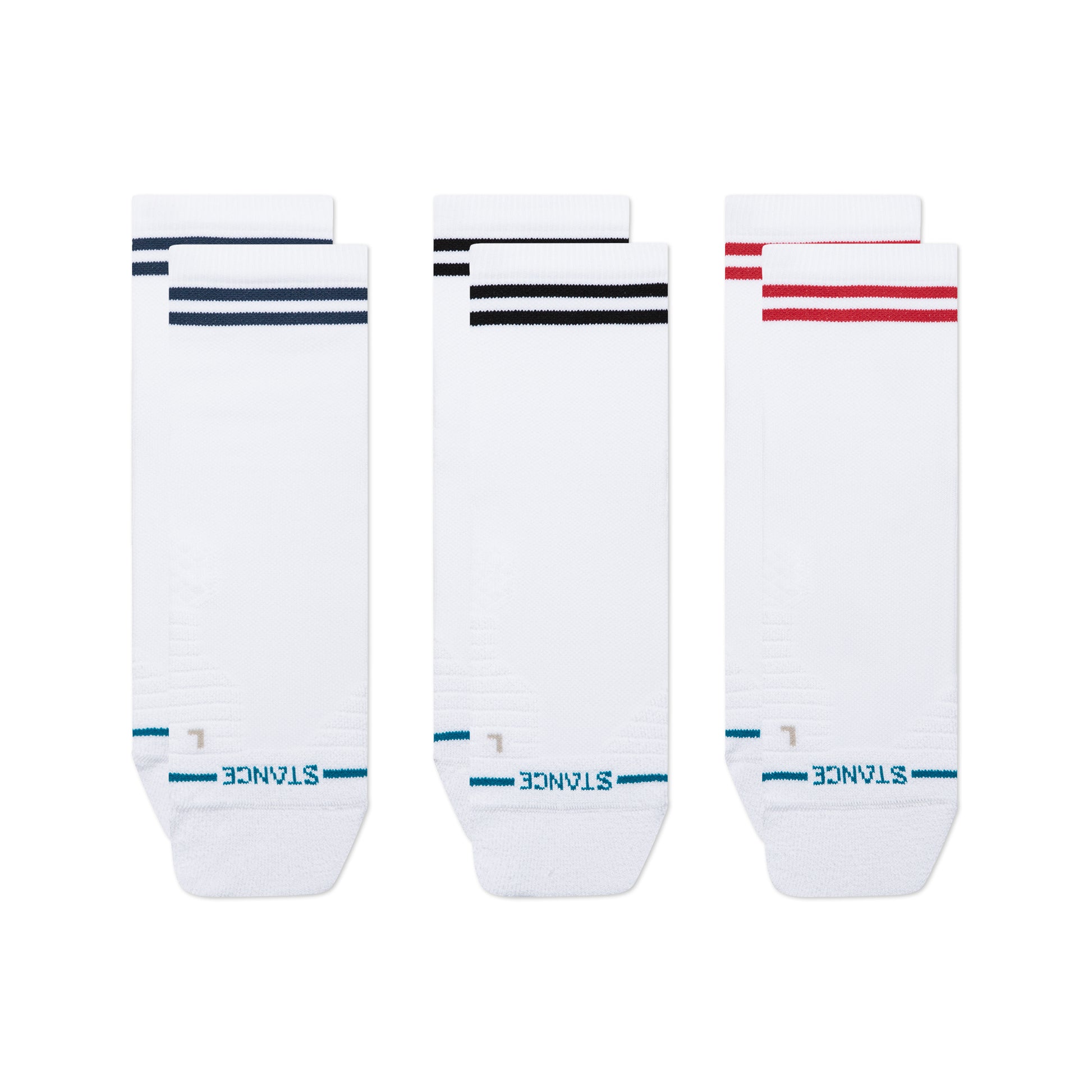 Stance Lined Up Mid Quarter Sock 3 Pack White