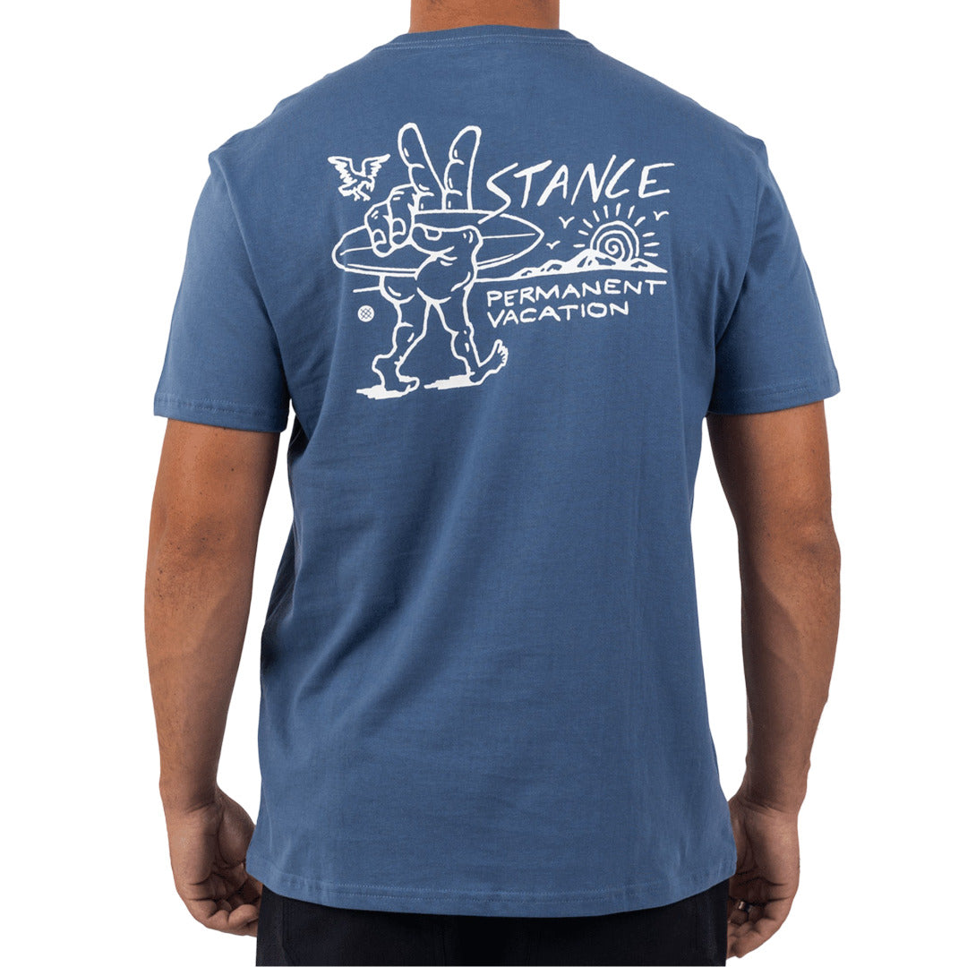 Stance Vacation T-Shirt Sea Blue |model