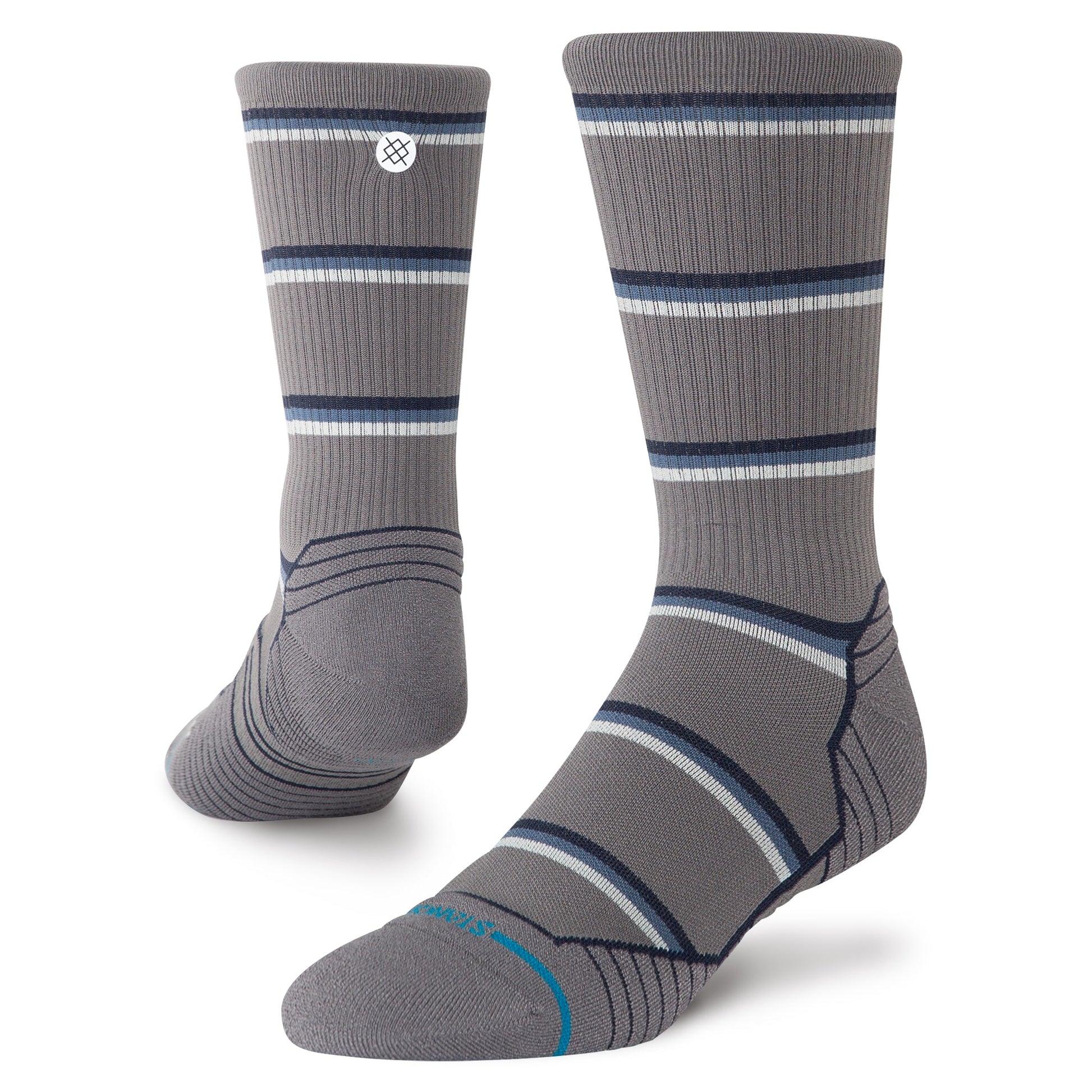 Stance Multistripe Run Ribbed Crew Sock Dark Grey