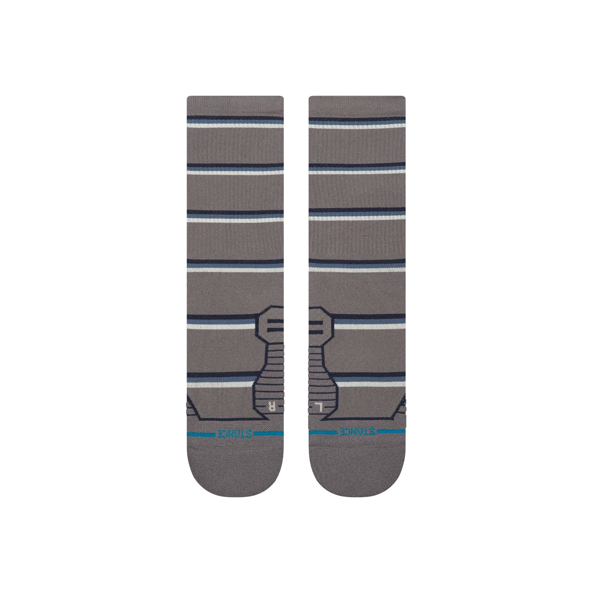 Stance Multistripe Run Ribbed Crew Sock Dark Grey