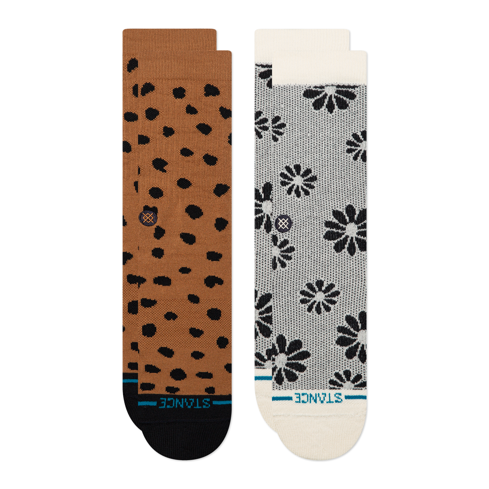 Stance Womens Patterned Lifestyle Crew Sock 2 Pack Brown