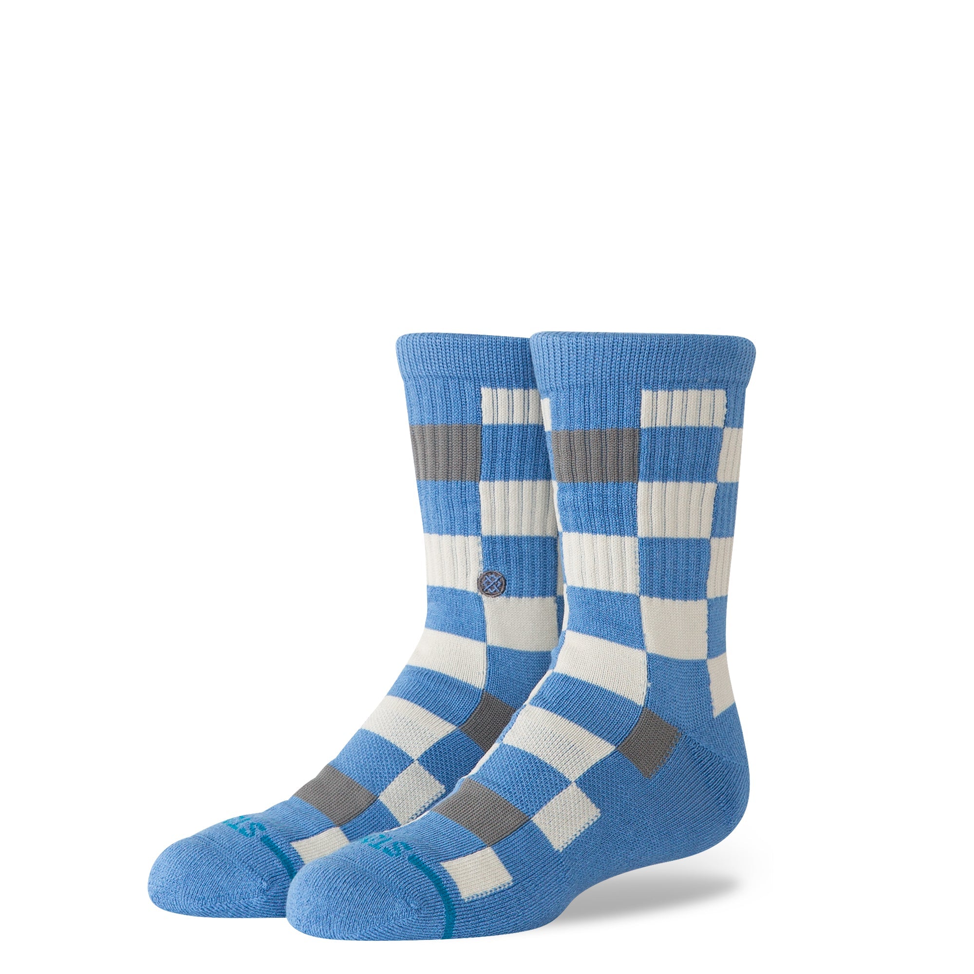 Stance Kids Chef Check Crew Sock - Capri Blue