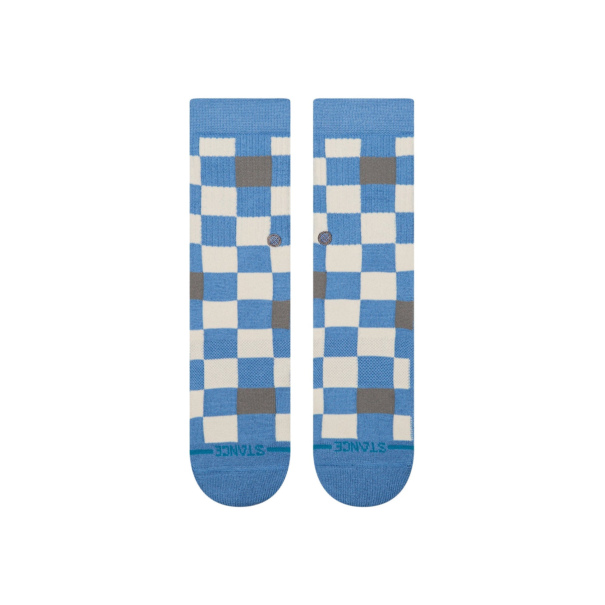 Stance Kids Chef Check Crew Sock - Capri Blue