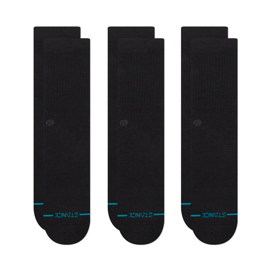 Stance Icon Crew Socken 3Er Pack Schwarz/Schwarz