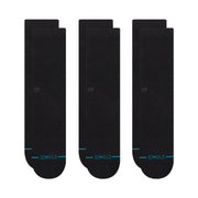 Stance Icon Crew Sock 3 Pack Black/Black