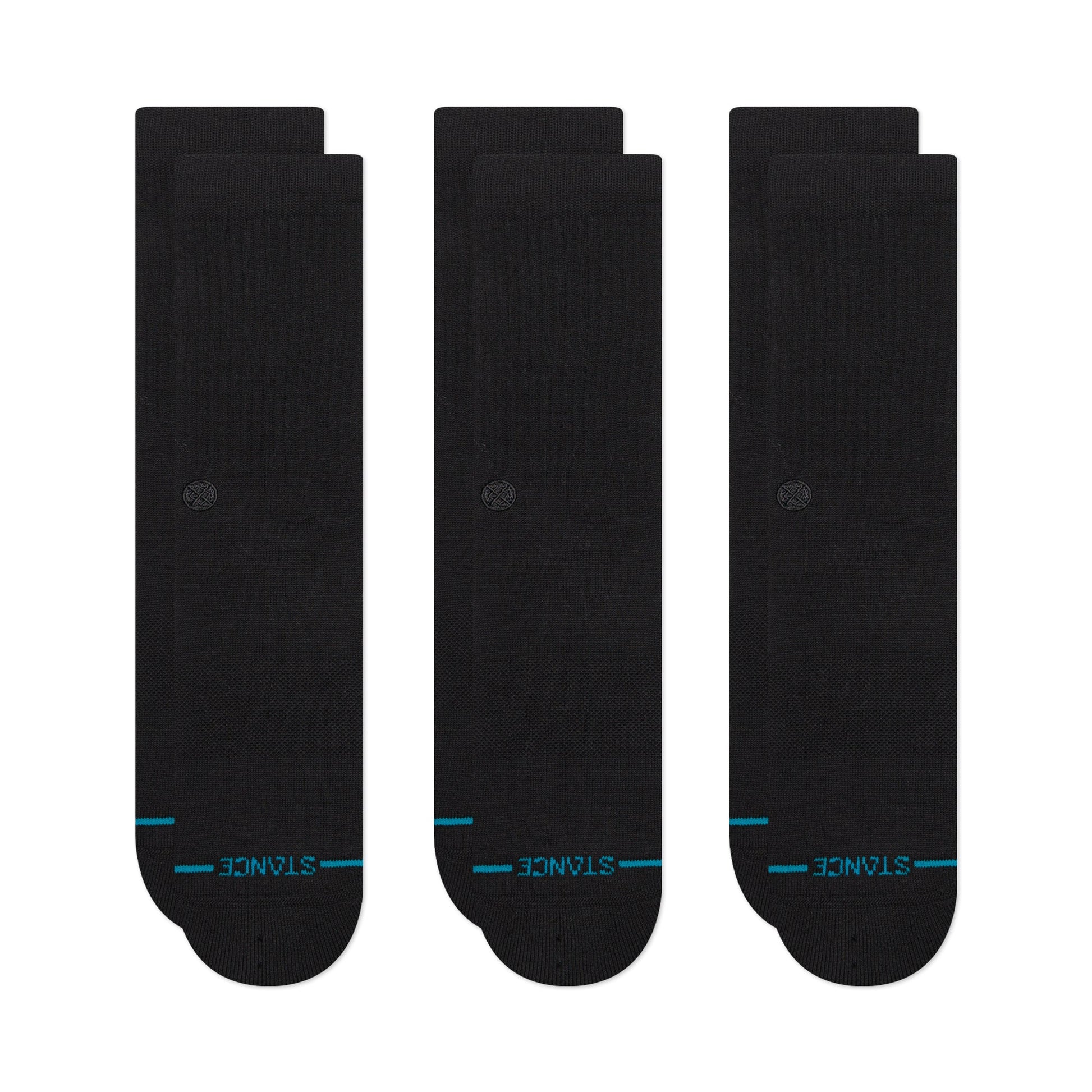 Stance Icon Crew Sock 3 Pack Black/Black