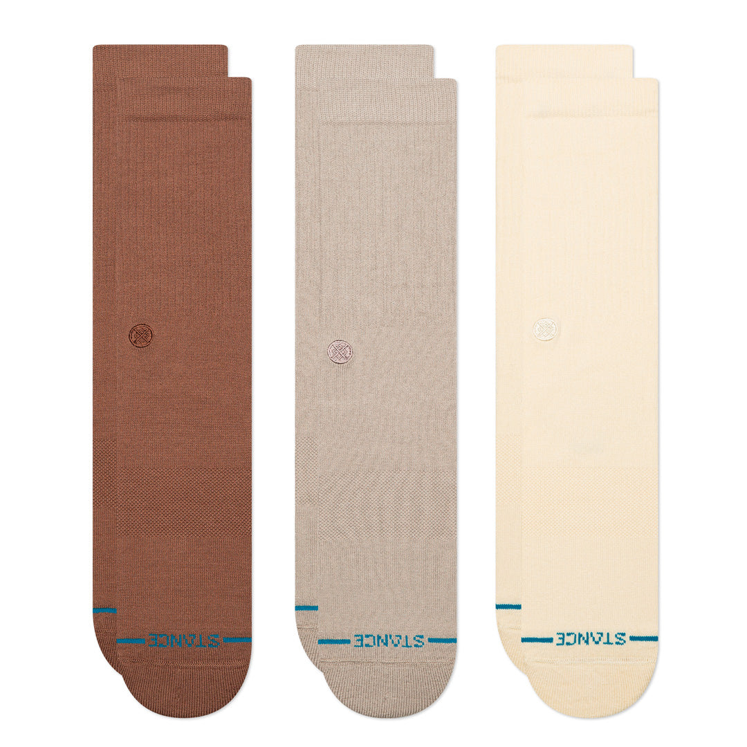 Stance Icon Crew Sock 3 Pack Brown