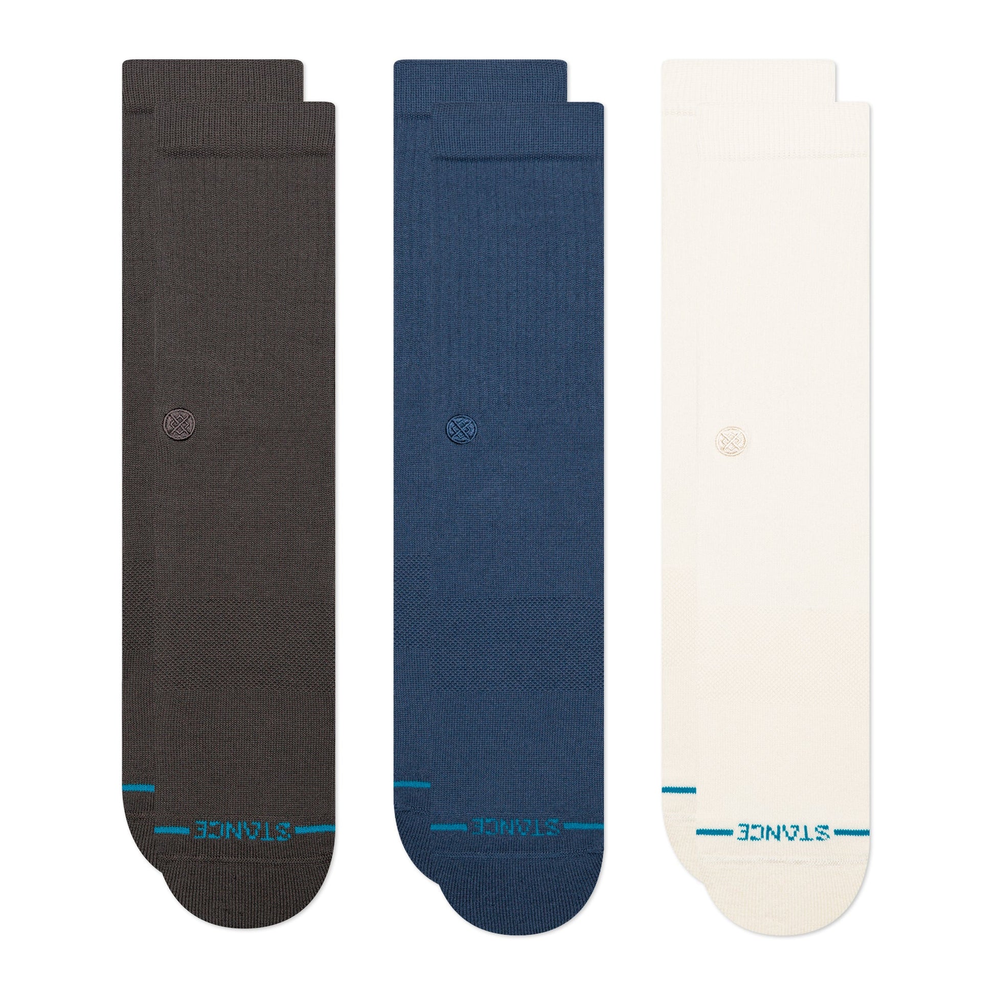 Stance Icon Crew Sock 3 Pack Charcoal