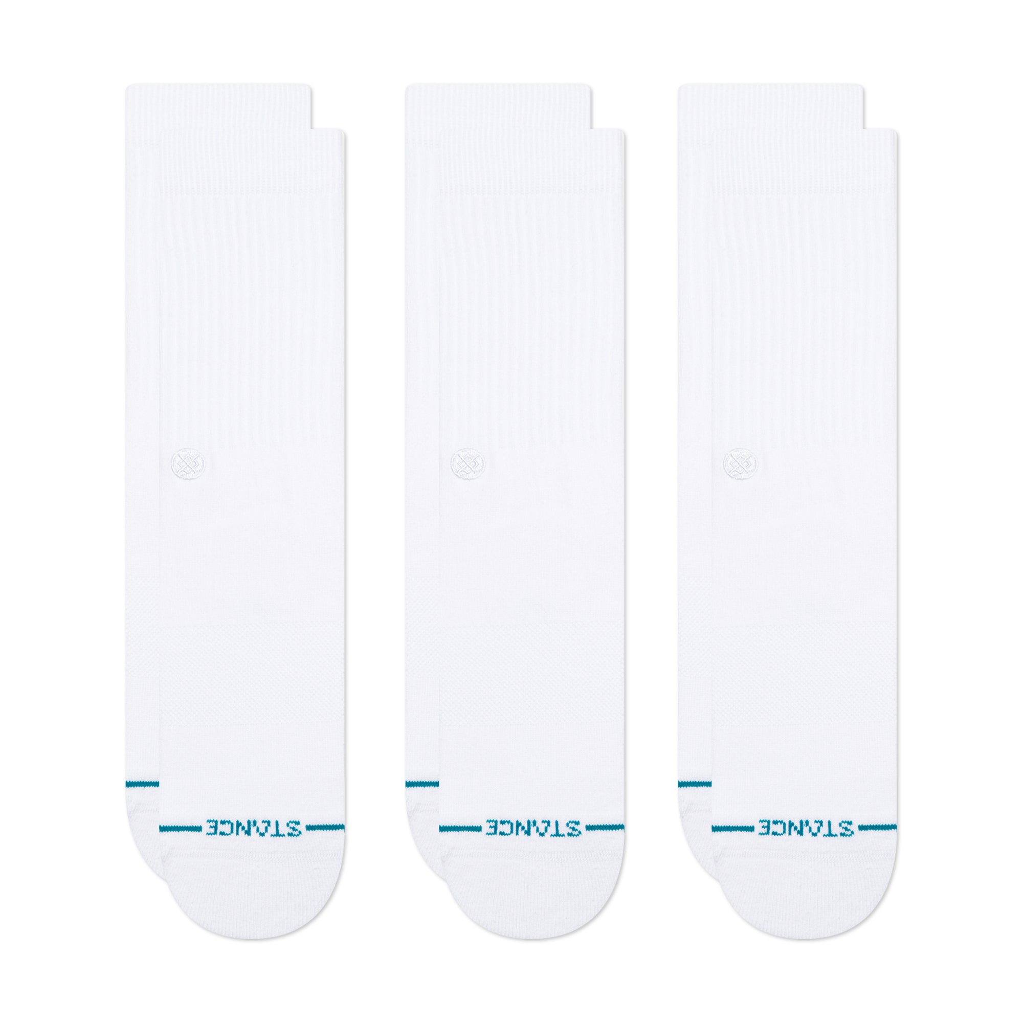 Stance Icon Crew Sock 3 Pack White/White