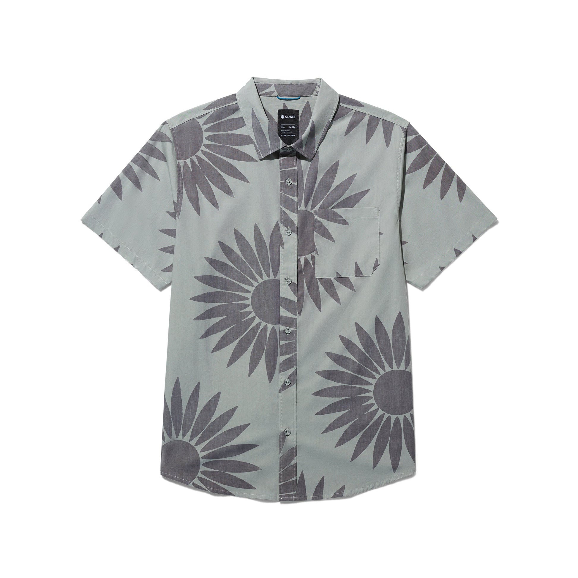 Stance Bales Button Up T-Shirt Sea Green 