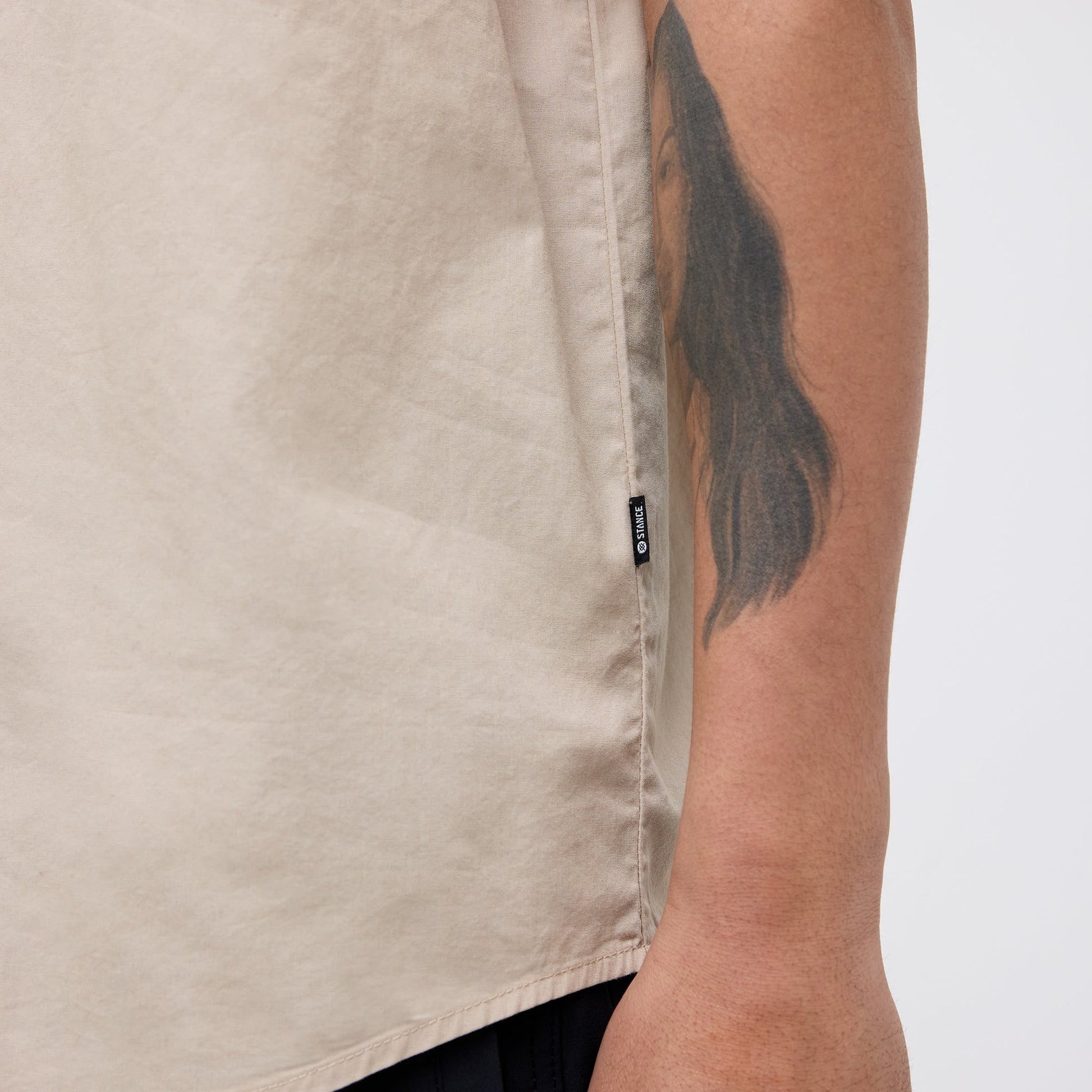 Stance Bales Button Up T-Shirt String Grey |model