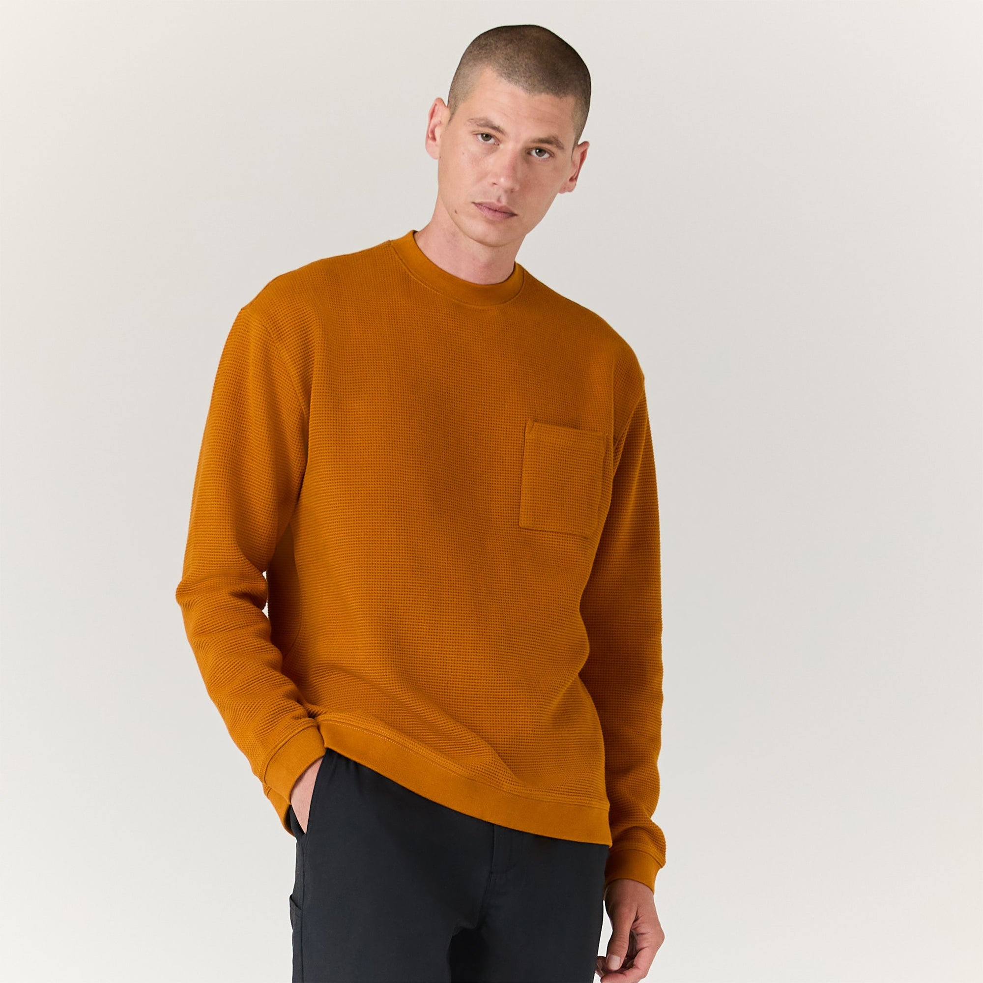 Stance Waffle Crewneck Knit Spice |model