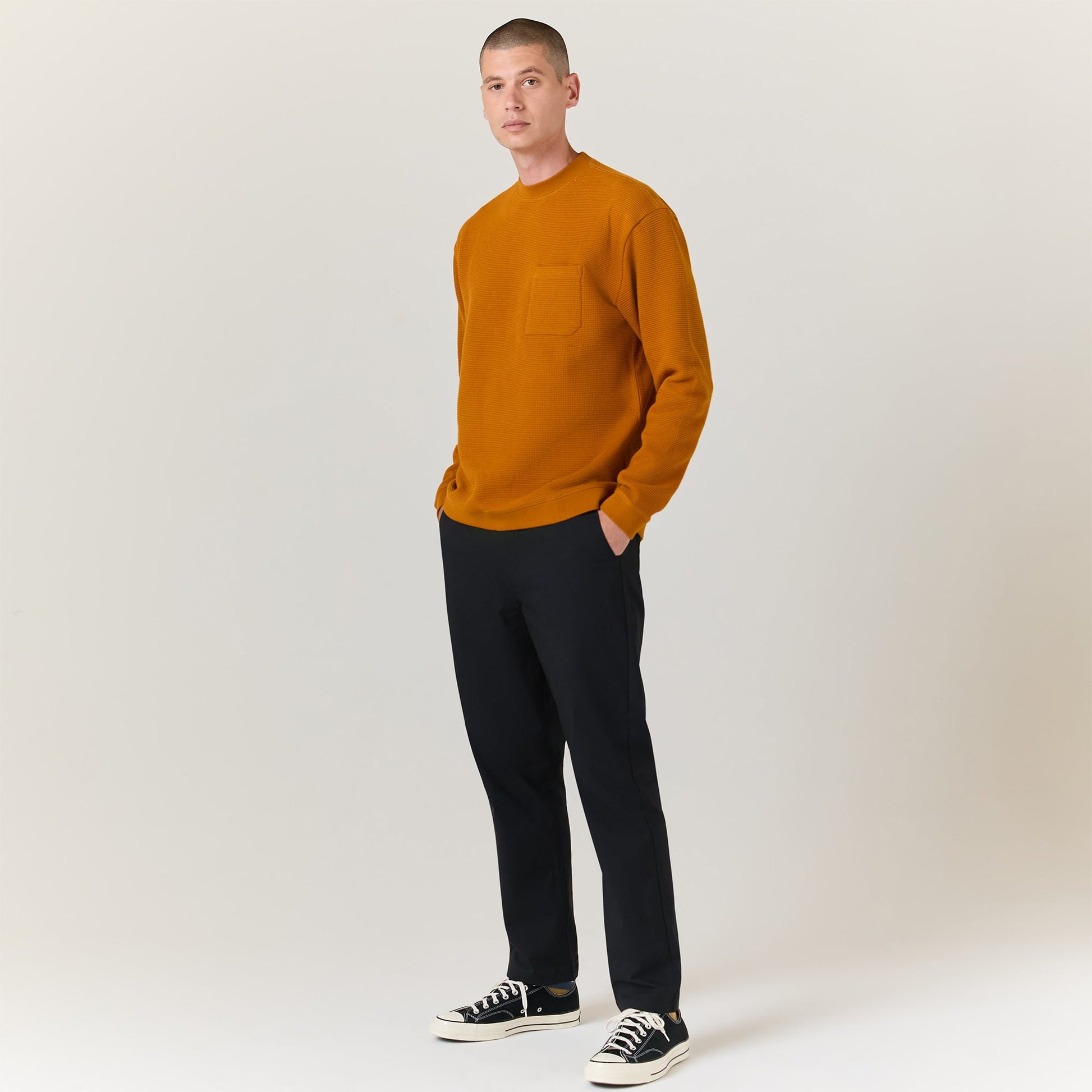 Stance Waffle Crewneck Knit Spice |model