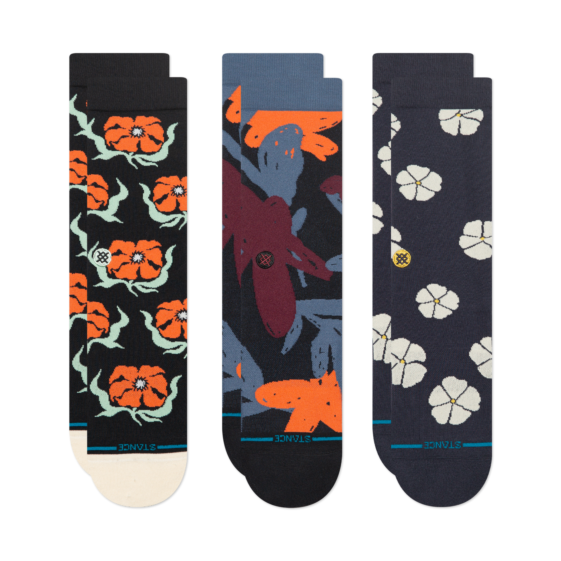 Stance Lifestyle Floral Crew Socken 3er Pack Bunt