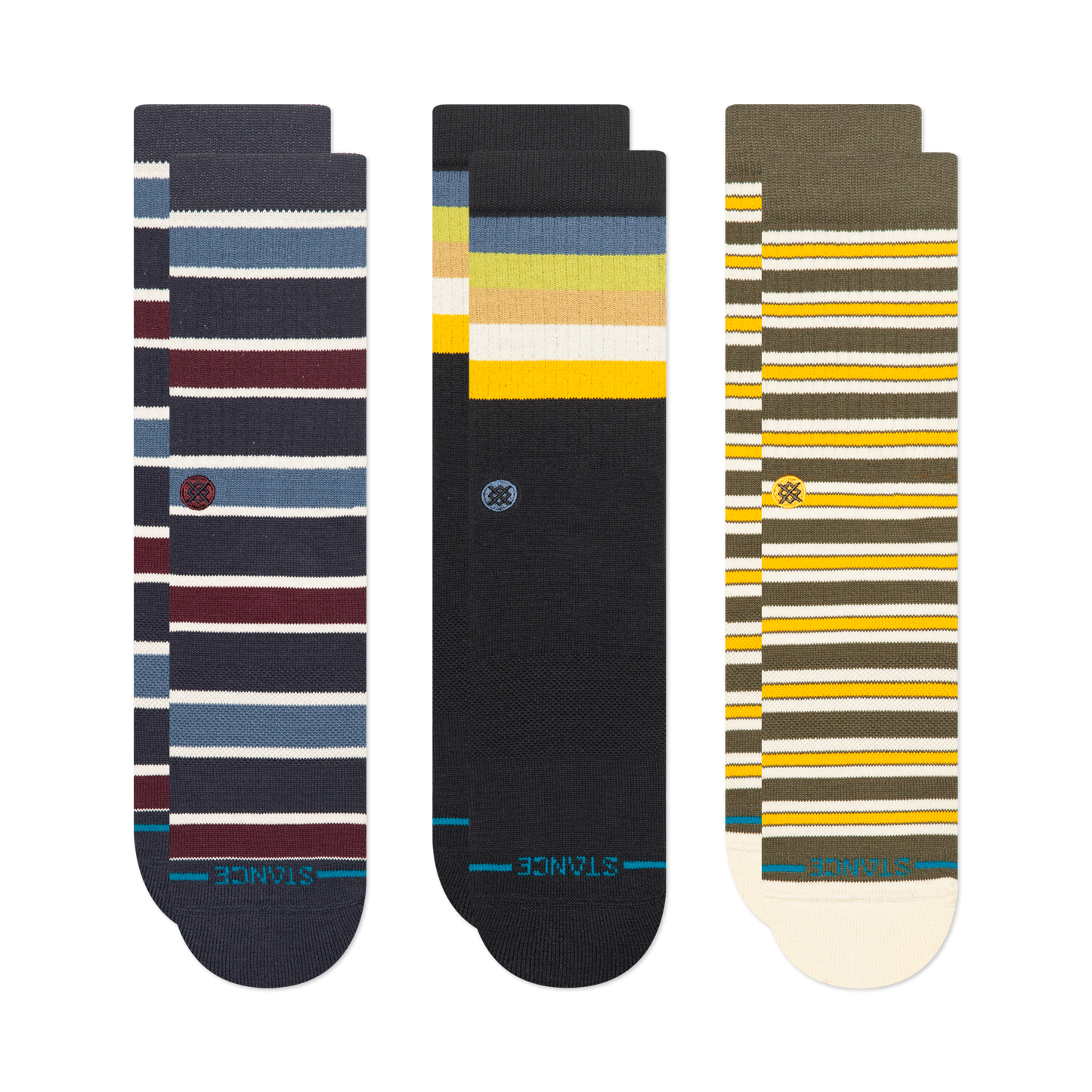 Stance Lifestyle Striped Crew Socken 3er Pack Bunt