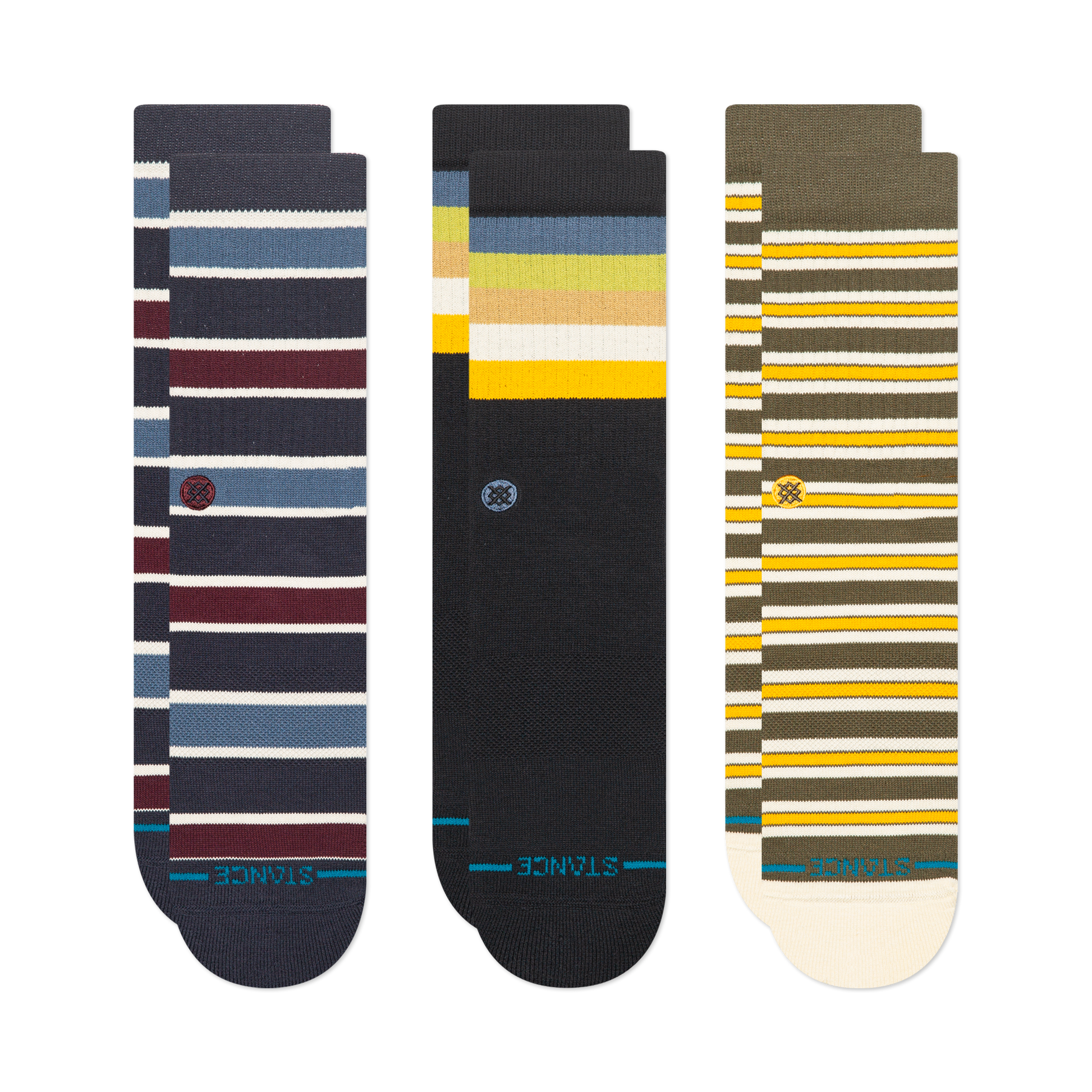 Stance Lifestyle Striped Crew Socken 3er Pack Bunt