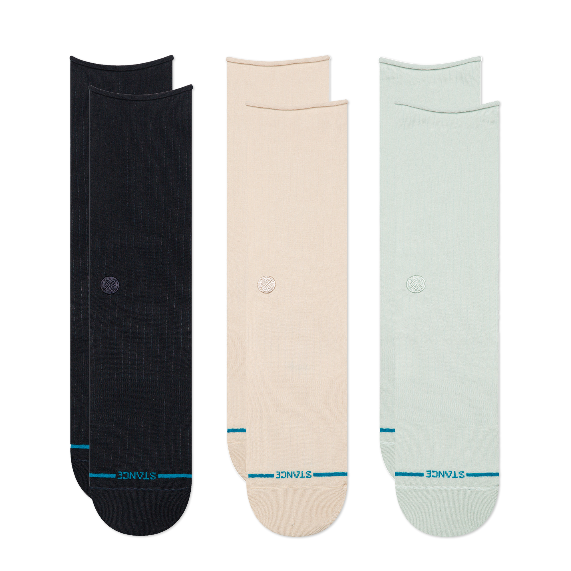 Stance Womens Rolled Solid Crew Sock 3 Pack Multi