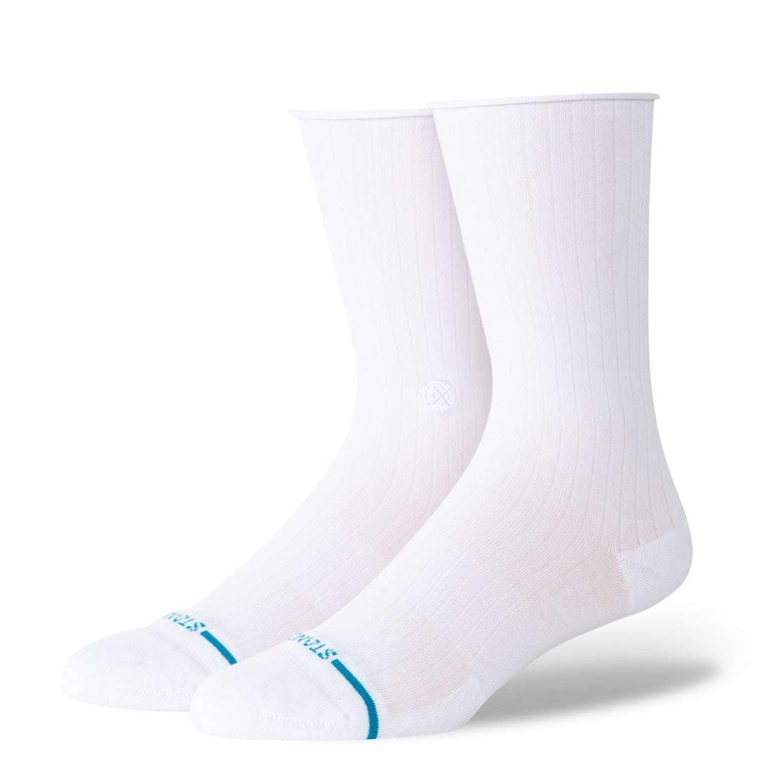 Stance Rolled Solid Crew Sock White