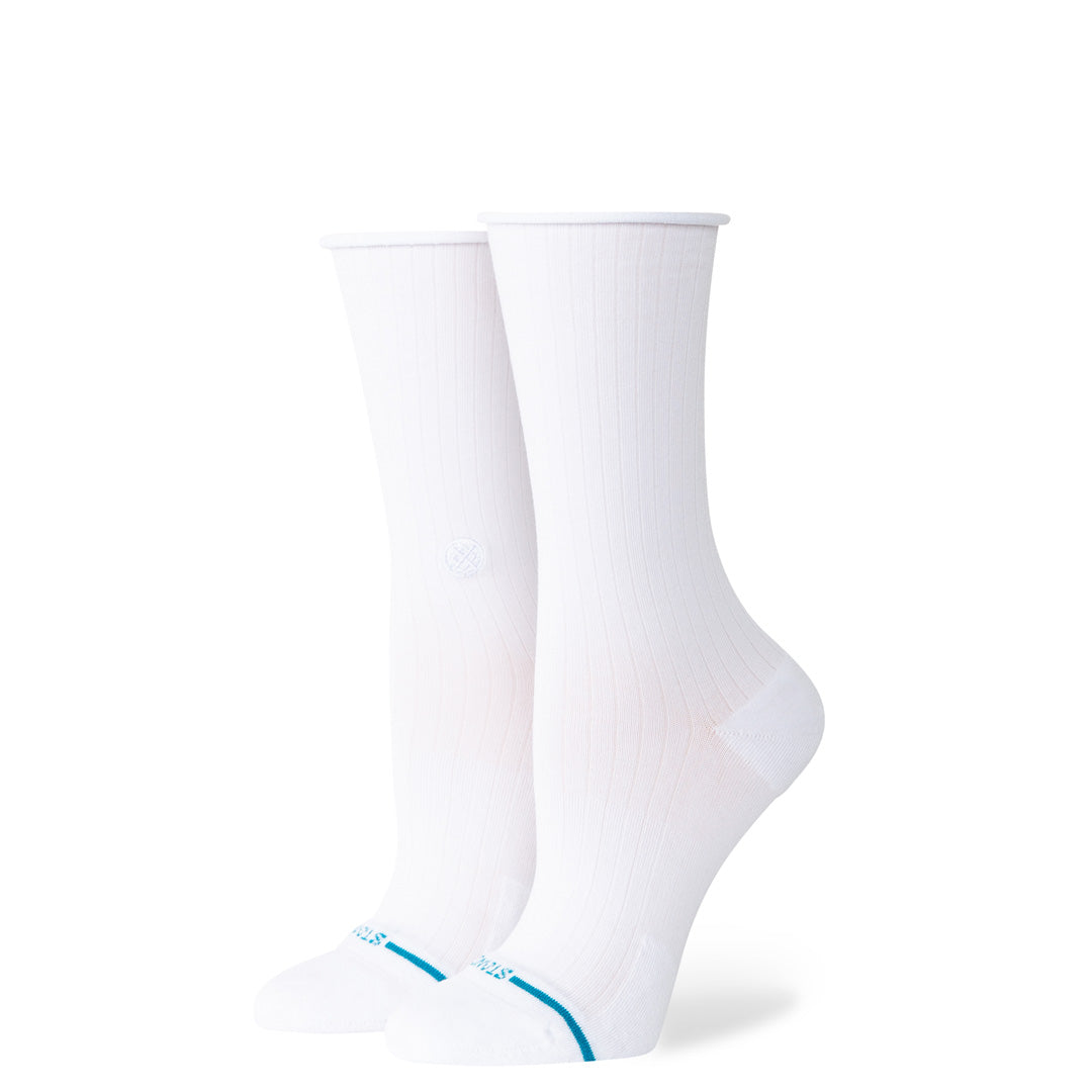 Stance Rolled Solid Crew Sock White